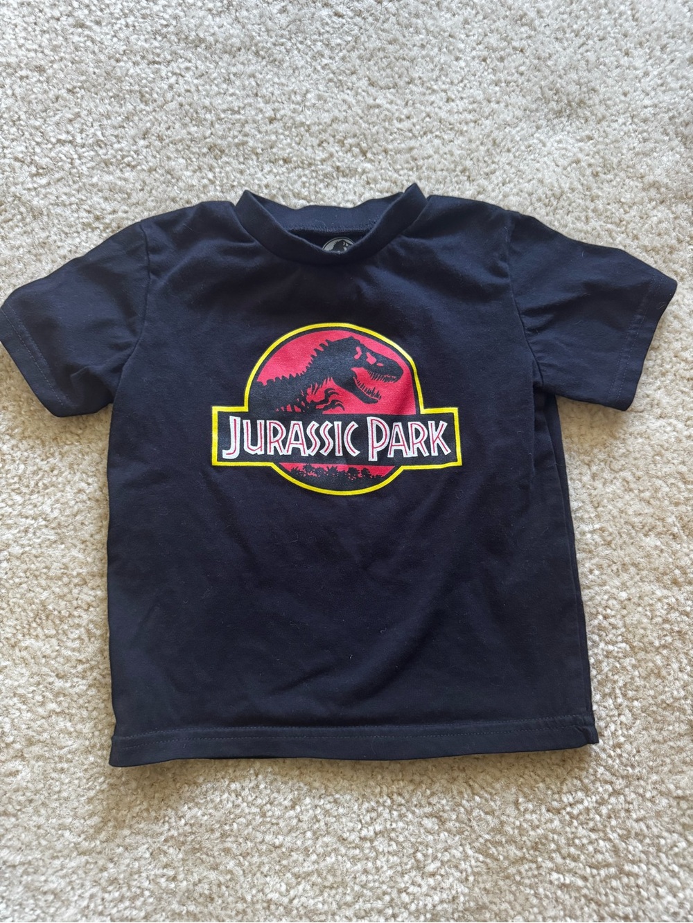 Universal Black Jurassic Park Graphic Tee with Red & Yellow Logo